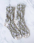 Daisy Flower Casual Socks: Grey