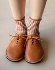 Picnic Mid Crew Socks: Oatmeal Red