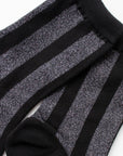 Glitter Vertical Striped Crew Socks: Olive/Green