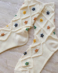 Ann Cottage Floral Casual Socks: Cream