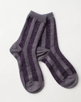 Glitter Vertical Striped Crew Socks: Olive/Green