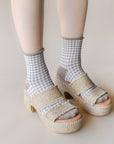 Picnic Mid Crew Socks: Oatmeal Red