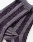 Glitter Vertical Striped Crew Socks: Olive/Green