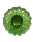 3" Light Green Swirl Glass Inkwell w/ Nickel Plated Lid