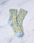 Women's Spring Blossoms Casual Socks: Blue