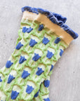 Romantic Floral Socks: Navy/Yellow