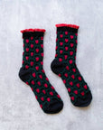 Romantic Floral Socks: Navy/Yellow