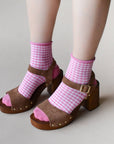 Picnic Mid Crew Socks: Oatmeal Red