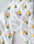Floral Casual Socks: Ivory/Yellow