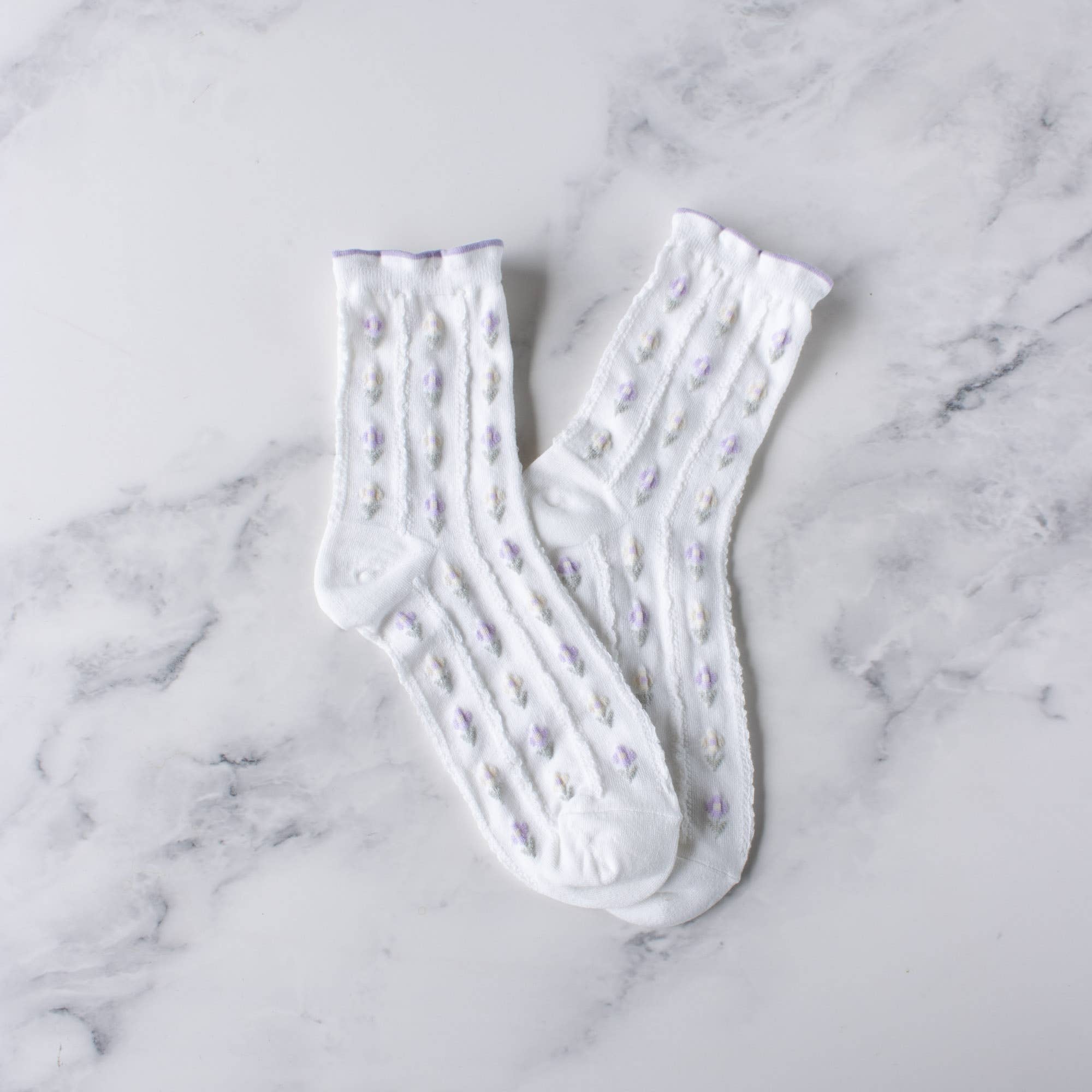 Pastel Color Floral Casual Socks: Pink