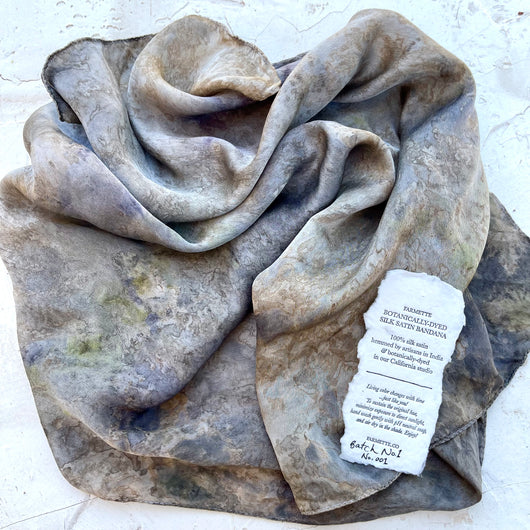 botanically ice-dyed 100% silk bandana - Batch No.1 | No.001 - No.008