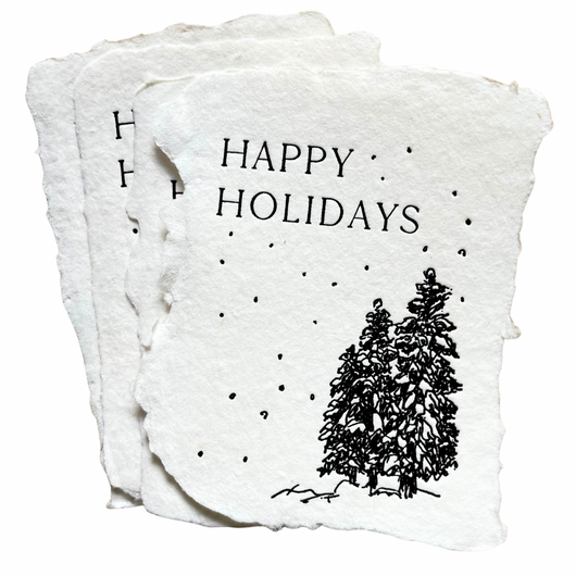 snowy trees happy holidays note cards set of four