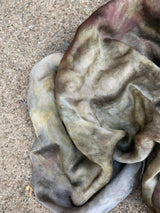 botanically ice-dyed 100% silk bandana - forest floor