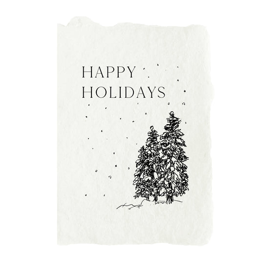 snowy trees happy holidays card