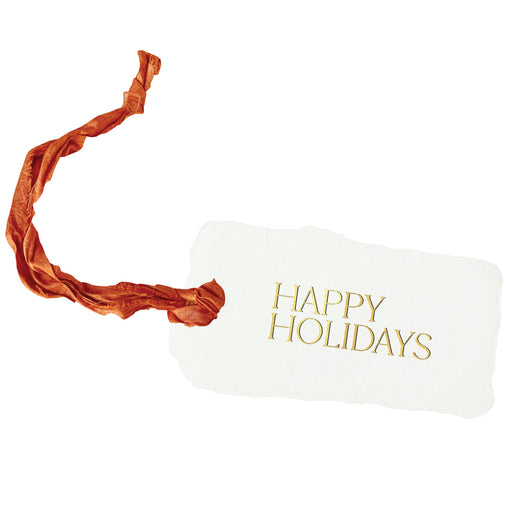 gold happy holidays gift tags