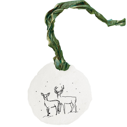 deer in snow ornaments / gift tags